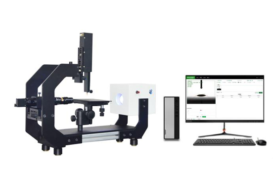 視頻接觸角測(cè)量?jī)x通過(guò)測(cè)量液滴的形狀來(lái)確定液體在固體表面的接觸角